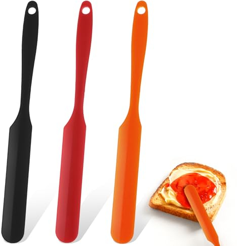 Jar Spatula, Mabor 3 Piece Small Silicone Spatulas, Heat-Resistant, Non-Stick, One-Piece Seamless Design - Kitchen Must-Have - 9.5-Inch