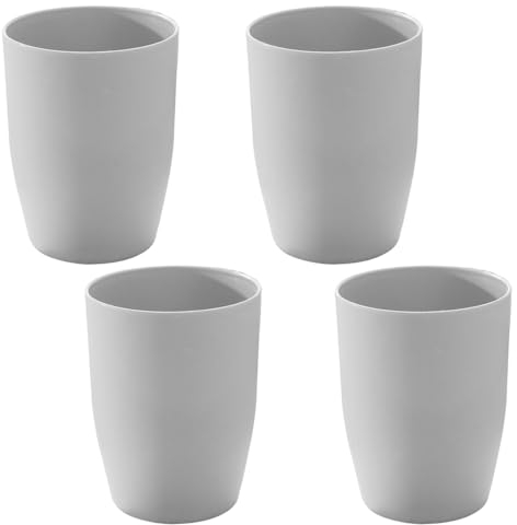 4 Pièces Gobelet Salle de Bain Plastique, Volume Elevé Gobelet pour Brosse à Dents, Tasse de Brosse à Dents, Design de Style Nordique, pour Adultes, Adolescents et Enfants,Couples(Gris)