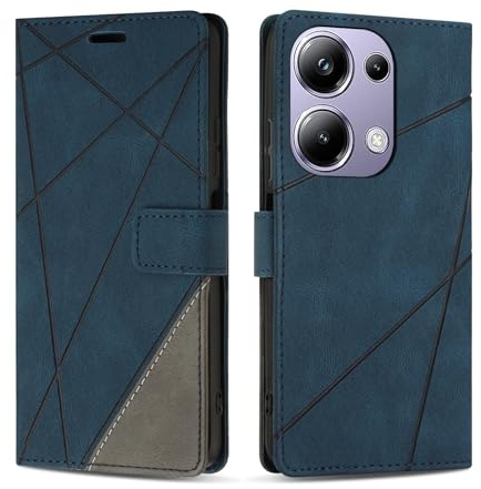 SONWO Cover per Xiaomi Poco M6 PRO 4G, Flip Caso in PU Pelle Case Cover Custodia con Slot per Schede e Supporto Stand per Xiaomi Poco M6 PRO 4G, Blu