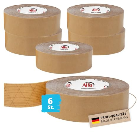 Alfa 6x PowerTac 45 mm x 25 m – Extra starkes Sockelleistenklebeband (150 m)