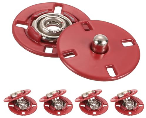 QUARKZMAN 5 Stück Druckknöpfe, Druckknöpfe zum Annähen Druckknopf Druckknöpfe ohne nähen Metall unsichtbarer verschluss schnalle Befestiger Knopf für Kleidung Leder Nähen (Rot, 18mm)
