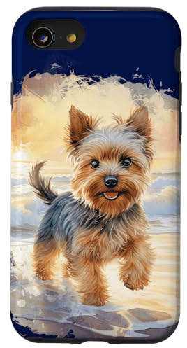 Hülle für iPhone SE (2020) / 7/8 Yorkie Dog Aquarell Meer Strand Natur Yorkshire Terrier Hund