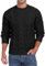 QIXING Men's Cable Knit Jumper Crew Neck Sweater Soft Casual Long Sleeve Textured Knitwear Tops for Men UK (Black, L)