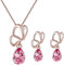 Necklace Earrings Set Drop Shaped Pendant Necklace Rose Gold Crystal Earrings Chain Jewelry Set for Women Girls BridalFashion Processed
