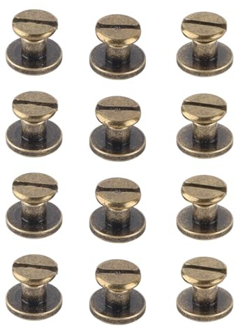 Brrnoo 20pcs Copper Studs, Nuts, Screws Flat Head Rivets Copper Material for Works, Leather Cap Accessory, Leather Brads Fasteners Brass (5mm)