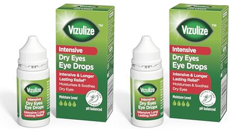 Vizulize Intensive Dry Eye Drop 10ml - Intensive & Longer Lasting Relief, Moisturises & Soothes Dry Eyes - 2 Pack