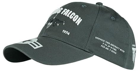 Epic Militaria US F-16 Falcon Baseball Cap Mütze, Grau, Einheitsgröße