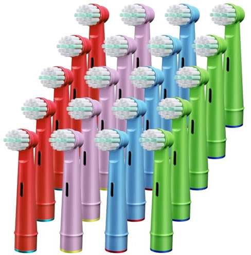 GENKENT 20 Stück Kinder Aufsteckbürsten Kompatibel mit Oral B Aufsteckbürsten,Professionelle Elektrische Bürstenköpfe für Oral B Ersatzköpfe Refill Pro 500/1000/1500/3000/3757/5000/7000/7500/8000
