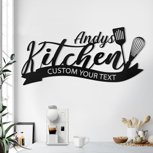Personalized Kitchen Sign, Custom Metal Name Sign, Metal Kitchen Wall Art, Country Farmhouse Decoration, Vintage Kitchen Wall Decor for Home, Dining Room, Housewarming Gifts