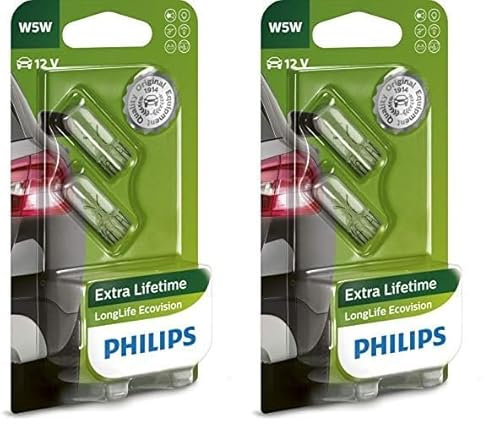 PHILIPS 12961LLECOB2 LongLife EcoVision W5W Signallampe 12961LLECOB2, 2er Blister (Packung mit 2)