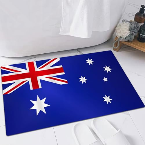 FSDGY Badvorleger Fußmatte Flauschig Teppich Badezimmerteppich Duschmatte für Bade & Wohnzimmer Schlafzimmer,Die Flagge Australiens mit Union Jack und Sternen,40x60 cm