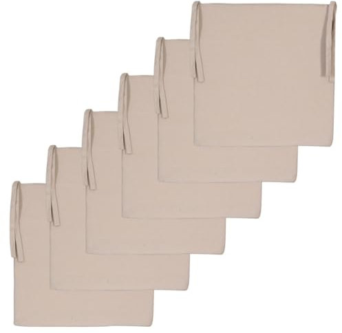 Atout Ciel Lot de 6 Galettes de Chaise Unies carrées 40x40cm, Beige