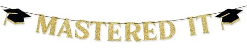 Mastered It Banner Glod Glitter 2025 Graduation Party Banner für College High School 2025 Abschlussfeier Party Supplies Dekorationen
