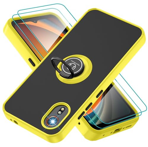 Pilaru für Samsung Galaxy XCover 7 Hülle,Kameraschutz Handyhülle mit 2 Stück Schutzfolie und Metallbügel,Militär Stoßfest Schutzhülle Kratzfest Handy Hüllen für Samsung XCover7,Gelb