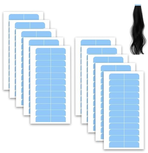 Adhesif Extension Cheveux, 120 Pièces Bande Adhesive Extension, Colle Perruque Lace Wig, Adhésif de Remplacement Pour Le Remplacement De Trame De Cheveux (Bleu)