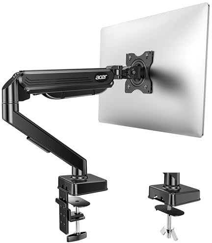 acer Soporte Monitor Escritorio, Brazo Monitor Ergonómico con Resorte de Gas para Pantallas de 17-34 hatsa 2-9kg, Ajustable en Altura con Inclinación, Giro y Rotación, Soporte Estándar VESA 75/100 mm