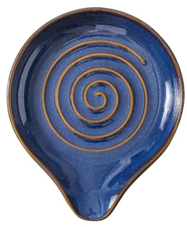 Löffelablage für Küche, Keramik Löffelhalter mit Spiralmuster, Kochutensilienablage, Küche Teelöffelablage für Spatel, Löffel oder Zange, spülmaschinenfest