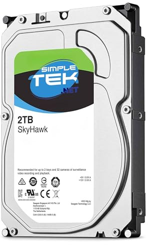 SIMPLETEK - High Capacity Internal Hard Drive 2TB (2000GB) 3.5 Inch SATA III for Video Surveillance Systems, DVR/NVR and Server 24/7