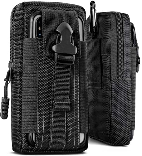 ONEFLOW Survival Case für Poco F8 Ultra Handy Gürteltasche aus Nylon mit Karabiner, Taktische EDC Tasche mit Gürtel Halterung, Etui Handyhülle Outdoor Handytasche, Schwarz