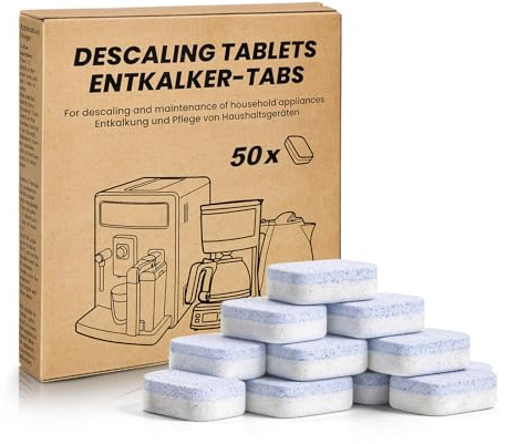 3in1 Entkalkungstabletten 50 Stück 3-Phasen Entkalker Tabs effektiv | entfernen Kalkablagerungen kompatibel mit Siemens EQ Jura DeLonghi Philips Melitta Kaffeevollautomaten und Kaffeemaschinen