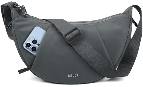 Umhängetasche Damen Anti-Diebstahl Halbmond Tasche Halbrunde Schultertasche | Anti-Diebstahl,2 große Fächer