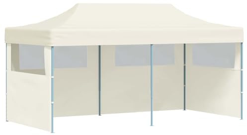 vidaXL Party-Zelt Creme 291 x 580 x 315 cm Oxford-Stoff, Garten und Terrasse, modernes Vordach, Event-Zelt, tragbarer Pavillon, Outdoor-Pavillon, Fest-Schattenspender, temporäres Schutzdach