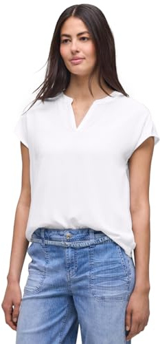 Street One Damen Blusenshirt in Unifarbe mit Split Neck
