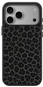 Cliffora 2026 Upgraded Black Leopard Phone Case for iPhone 17 16 15 14 13 12 11 Pro Max Air, Magnetic Matte Black Cheetah Print Cover, Y2K Aesthetic Slim Protective Case for Women
