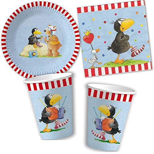 DER KLEINE RABE SOCKE 37-teiliges Partyset Teller + Becher + Servietten + Deko // Kindergeburtstag Kinder Geburtstag Party Mottoparty Luftballons