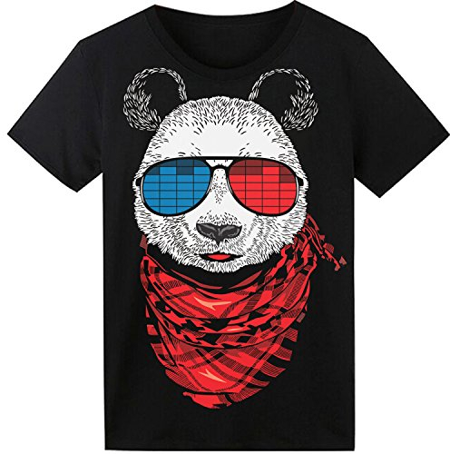 LED T-Shirt für Party Hiphop Cosplay Konzert Geburtstagsgeschenk Beste Christmas Kostüm Sound Aktiviertes Equalizer Shirt DJ T-Shirt(Panda)