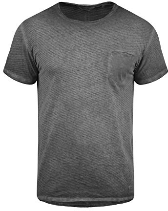 !Solid Roy Herren T-Shirt Kurzarm Shirt Mit Streifen Und Rundhalsausschnitt 100% Baumwolle, Größe:M, Farbe:Black (9000)