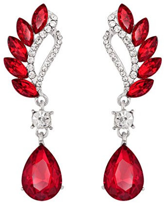 YAZILIND Rubin-Tropfenohrringe mit Birnenschliff Strass Weißer Topas luxuriös elegante Ohrstecker Rot