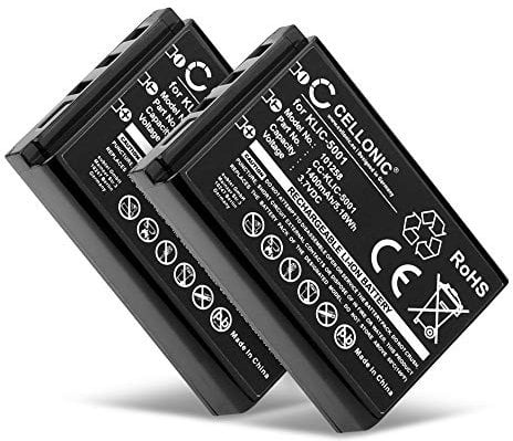 CELLONIC, Battery for Camera, compatible with Kodak Easyshare DX6490, DX7590, KLIC-5001, P712 (3.7V, 1400mAh) 2 Pieces