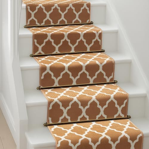 Bravich Beige Trellis Hallway Runner Rug, Hessian Backed Flexible Stair Carpet Runner, Extra Long Length, Ideal for Stairs, Hallways & Kitchens 60x180CM (2'X6')