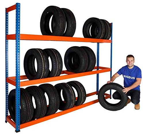 BiGDUG Heavy Duty Tyre Racking Garage Storage 1980h mm 600kg Capacity (1980h x 2440w x 455d mm)