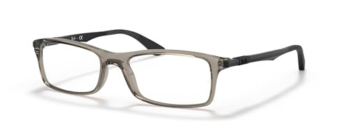Ray-Ban Unisex RX7017 Rectangular Prescription Eyewear Frames, Transparent Grey/Black/Demo Lens, 54 mm