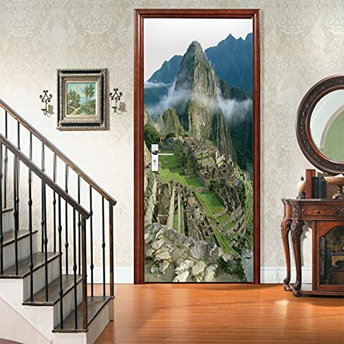 A.Monamour Türtapete Selbstklebend Türfolie Türposter 3D Berg Landschaft Machu Picchu In Peru Vinyl Folie Türdeko Tapete Wandbild Türaufkleber Türtattoo 85 x 215 cm