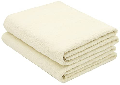 ZOLLNER 2er Set Badetücher in 100x150 cm - saugstarke und weiche Duschtücher in beige - mit praktischem Aufhänger - waschbar bis 60°C - Baumwolle - Hotelqualität