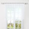 HongYa Gardine Store mit Kräuselband Transparenter Voile Bogenstore Blumenfenster Küche Vorhang mit Satinband H/B 120/400 cm Weiß