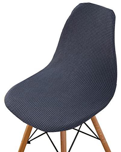 Highdi Cord-Jacquard Schalenstuhl Bezug, Stuhlbezug 2/4/6 er Set Stuhlbezüge Stretch Esszimmerstühle Bezug Moderne Elastischer Stuhlhussen Abnehmbar Waschbar Küchenstühle Husse (Dunkelgrau,4 PCS)