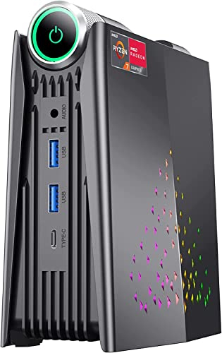 ACEMAGICIAN Vertical RGB Mini PC,AMD Ryzen 5 5600U,16 Go DDR4 512 Go SSD Micro Ordinateur Bureau 【WIFI6/Bluetooth 5.2/3-Modes//Type-C Triple Sortie】