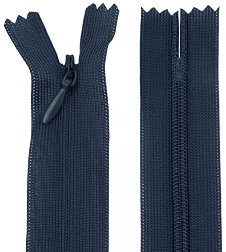 AERZETIX - C61850 - Satz mit 10 Reißverschlüssen unsichtbar 60cm Nicht trennbar - reißverschluß mit Gestell - Farbe dunkel blau-grau - Lederwaren Jeans Hosen Kleid Rock Schieber kleidungsstück nähen