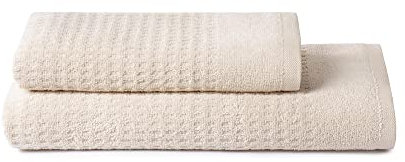 Sweet Home - Handtuch-Set 1+1 bestehend aus Gästehandtuch 40 x 50 cm + Gesichtshandtuch 50 x 100 cm, aus Reiner Zero-Twist-Baumwolle, Oeko-TEX-Zertifiziert - Bleached Sand