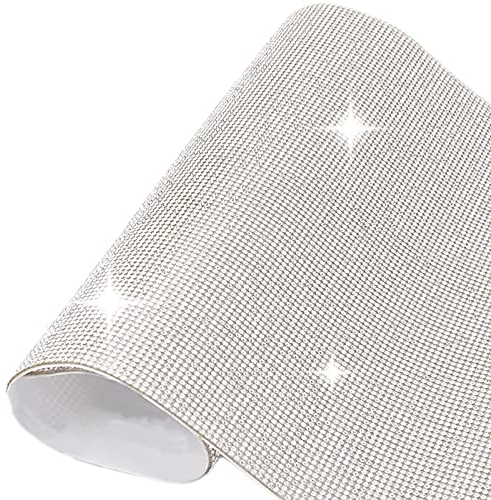 Lumeiy 10000 Stücke Bling Strass Kristall Blatt Selbstklebende Aufkleber DIY Auto Dekoration Glitter Edelstein für 24 x 20CM, LU010-White-20CM