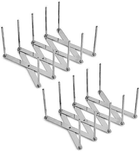 Tinsellns 2 Stück Deckelhalter für Schränke, Grillrippenhalter, ausziehbarer Topfdeckel, Aufbewahrungstopf, Spareribs-Halter, Edelstahl-Deckel-Organizer für die Zubereitung von Spareribs oder Braten