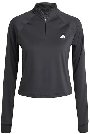 adidas Damen Train Essentials Minimal Branding 1/4-Zip Cover Up Track Top, Black, M