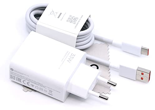 Ladegerät für Original Xiaomi MDY-11-EZ 33W für Xiaomi Poco X5 5G, Redmi Note 12 4G/5G, Redmi Note 13 4G/5G Quick Charge Netzteil 1m mit mungoo Displayputztuch
