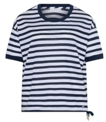 Brax Damen Style Candice Linen Striped T-Shirt, Indigo, 46