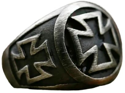 BlackAmazement 316L Edelstahl Ring Celtic Triple Iron Cross Eisernes Kreuz schwarz Iron Finish Heavy Metal Biker Herren (65 (20,7))