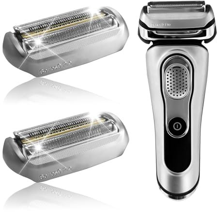 HONGNAL 94M Elektrisches Ersatz-Scherkopf-Zubehör, kompatibel mit Braun Series 9 Pro und Series 9 Elektrorasierern, Silber, 2 Stück